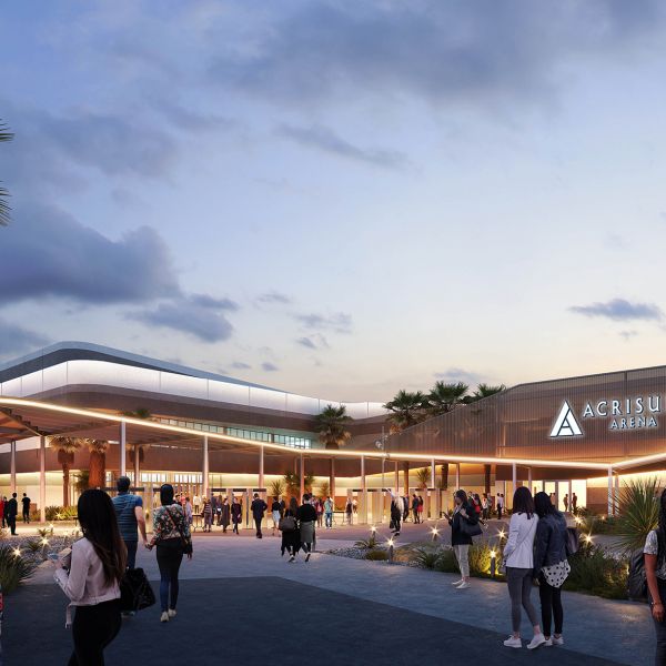 Coachella Valley arena night exterior