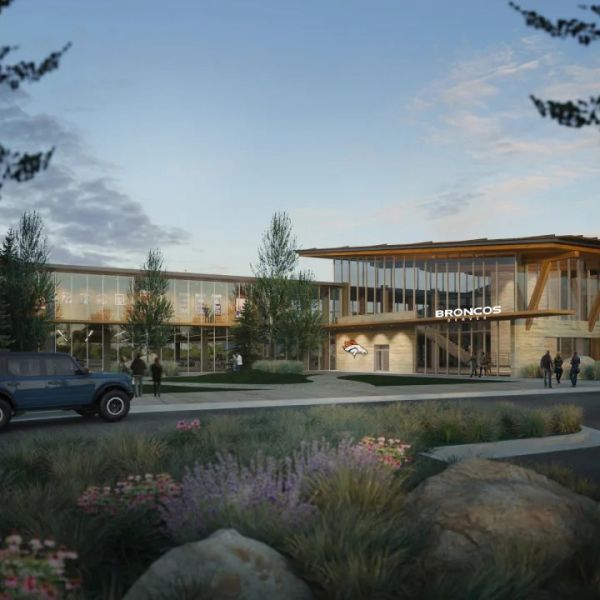 Rendering of the entrance of the Denver Broncos Training Facility