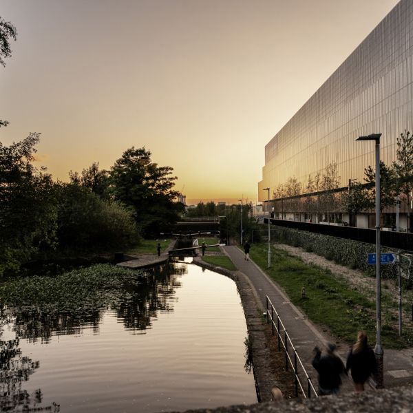 The canal and community walkways outside of Co-op Live