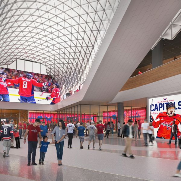 Rendering of the grand pavilion atrium of Capital One Arena