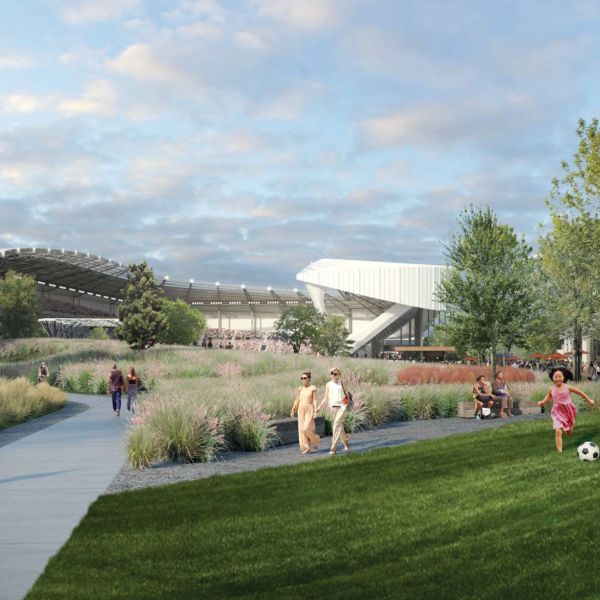 Rendering of the area around the Denver NWSL stadium
