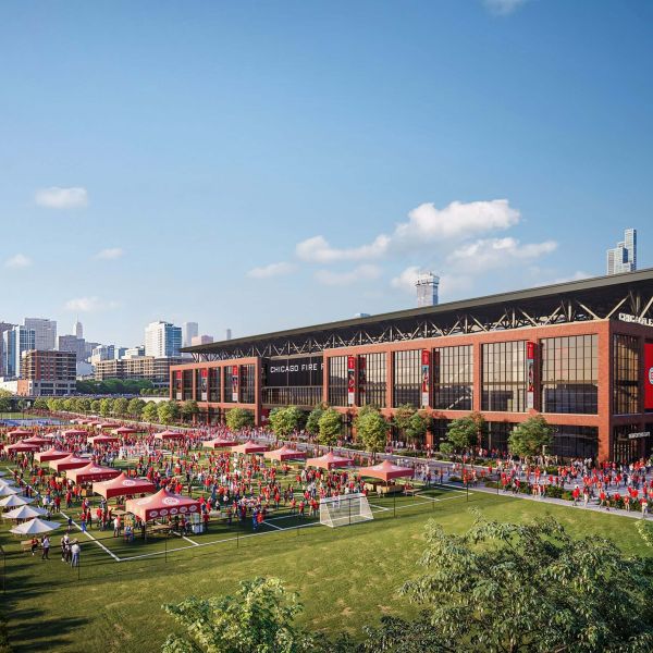 Rendering of the exterior of the Chicago Fire FC Stadium