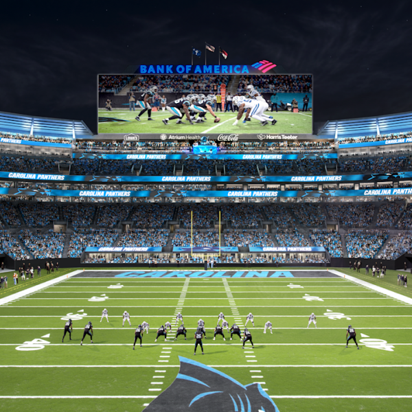 Rendering of the field during a Carolina Panthers game at the renovated Bank of America Stadium