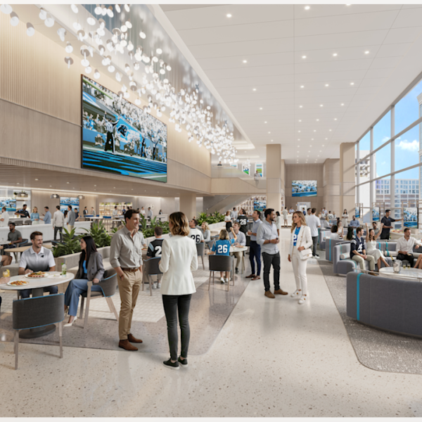 Rendering of the interior at the renovated Bank of America Stadium