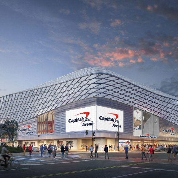 Rendering of the exterior of the renovated Capital One Arena