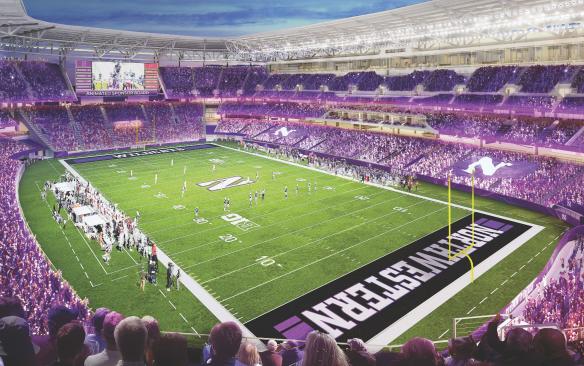 Interior seating bowl of Ryan Field at Northwestern University