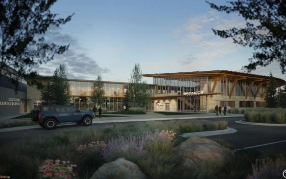 Rendering of the entrance of the Denver Broncos Training Facility