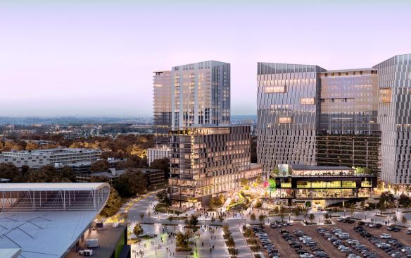 Rendering of Verde Square from a far-away view