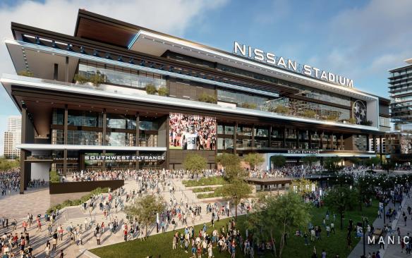 Rendering of the exterior of New Nissan Stadium