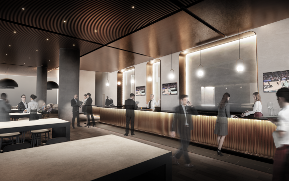 Rendering of the courtside club at Spectrum Center
