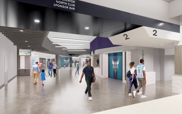 Rendering of the main concourse at Spectrum Center