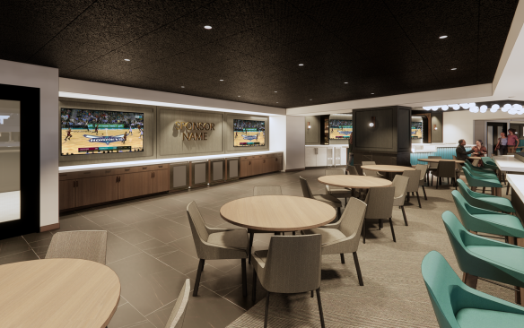 Rendering of a theater box inside Spectrum Center