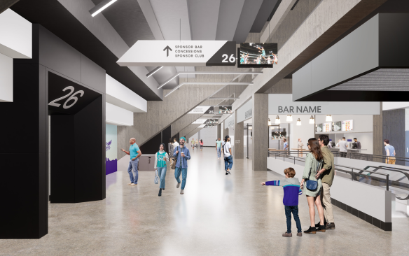 Rendering of the upper concourse at Spectrum Center