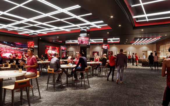 Rendering of the marketplace in the upper concourse of PNC Arena