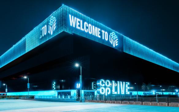 Exterior of Co-op Live at night