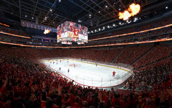 Rendering of a Calgary Flames hockey game at Scotia Place