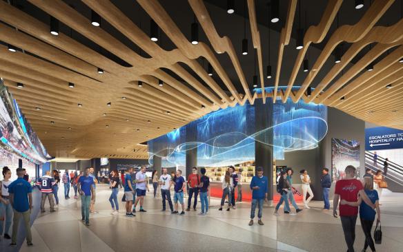 Rendering of the main concourse at Capital One Arena