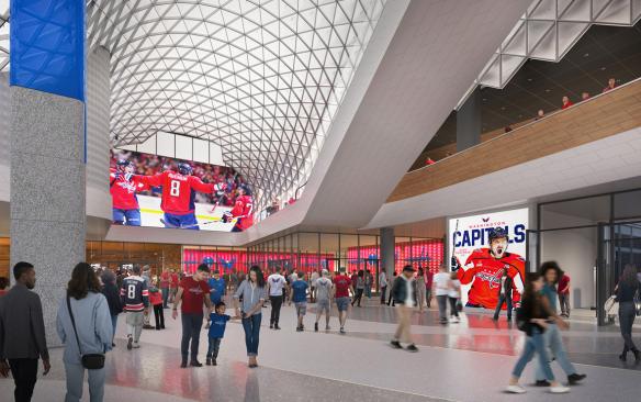Rendering of the grand pavilion atrium of Capital One Arena