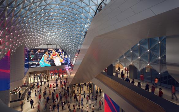 Rendering of the grand pavilion atrium of Capital One Arena