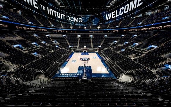 The seating bowl and court at Intuit Dome
