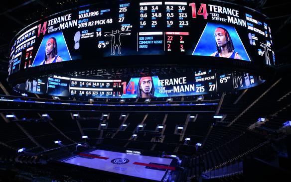 The halo board above the court at Intuit Dome