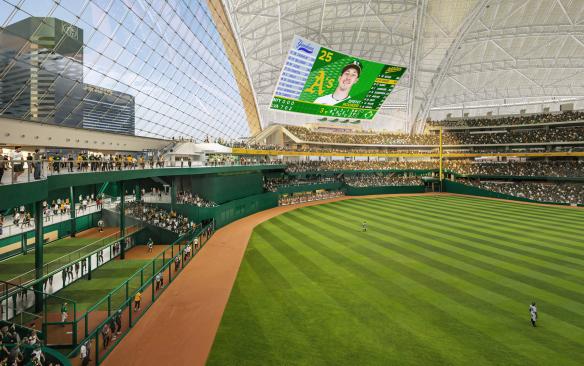 Rendering of the baseball field at the A's Las Vegas Stadium