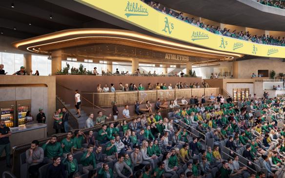 Rendering of a seated crowd at the A's Las Vegas Stadium