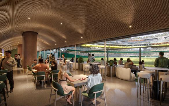 Rendering of the Outfield Social Experience at A's Las Vegas Stadium