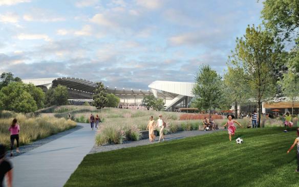 Rendering of the area around the Denver NWSL stadium