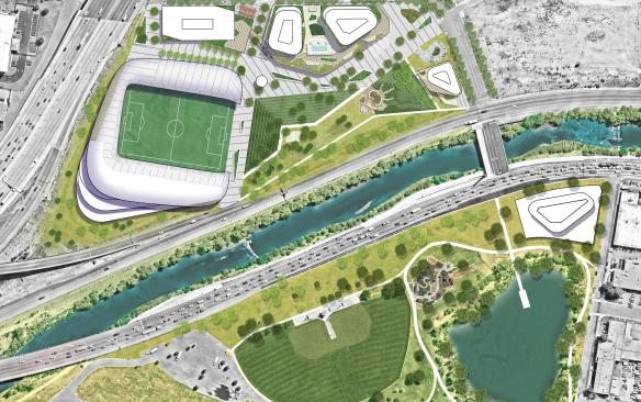 Rendering of the map of the Santa Fe Yards