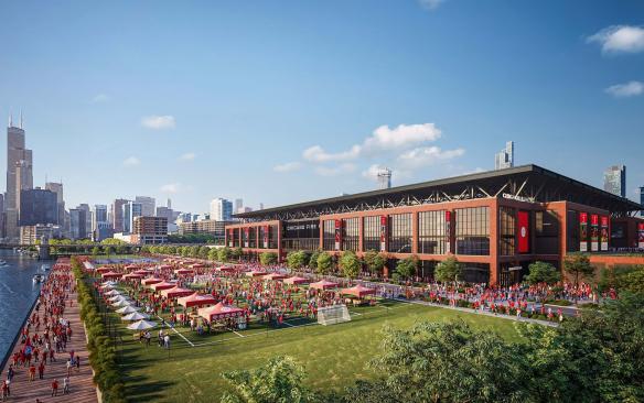 Rendering of the exterior of the Chicago Fire FC Stadium