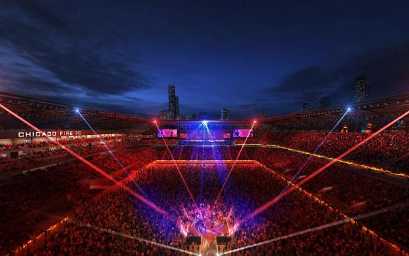 Rendering of a concert at the Chicago Fire FC stadium