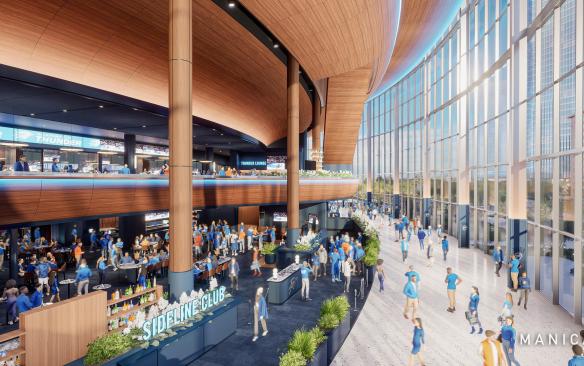 Rendering of the main concourse at the Oklahoma City New Arena on game night