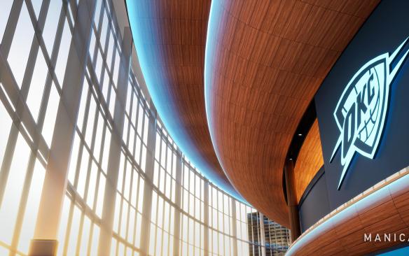 Rendering of the concourses of the Oklahoma City New Arena from the panoramic view