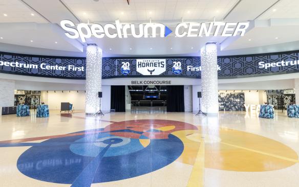 The renovated Belk Concourse in the Main Lobby at Spectrum Center