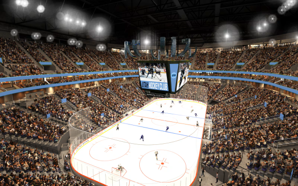 Rendering of the renovated Utah Mammoth rink at Delta Center