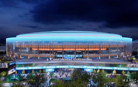 Rendering of the exterior of Continental Coliseum