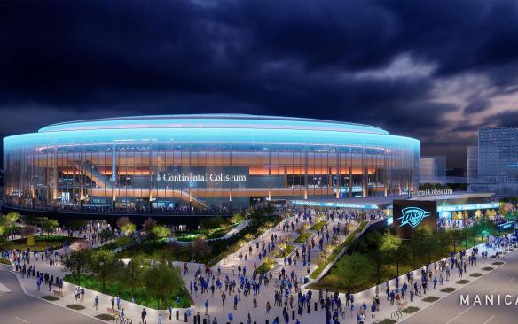 Rendering of the exterior of Continental Coliseum
