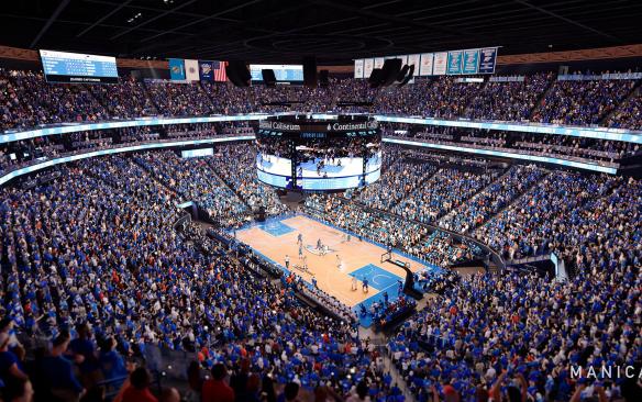 Rendering of the bowl of Continental Coliseum during an Oklahoma City Thunder game