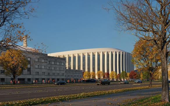 Rendering of the exterior of the Washington Commanders Stadium