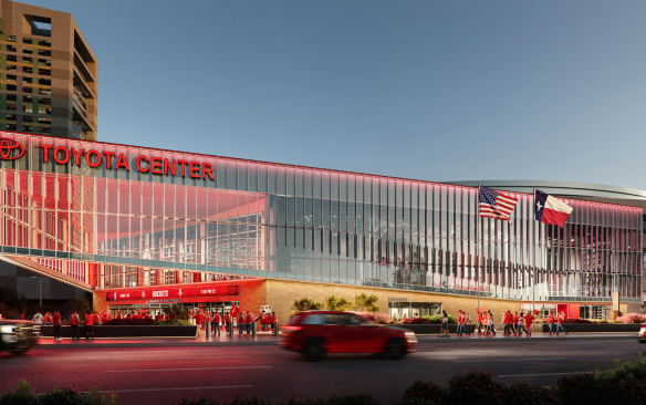 Rendering of the renovated exterior of Toyota Center