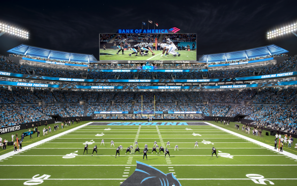 Rendering of the field during a Carolina Panthers game at the renovated Bank of America Stadium