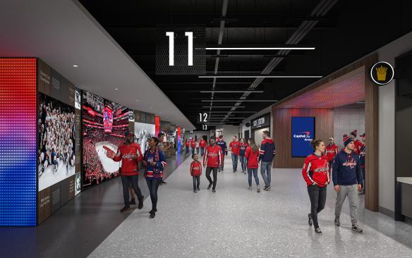 Rendering of the north memorabilia in the concourse at Capital One Arena