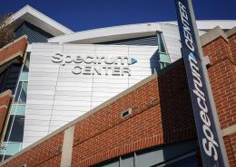 Exterior close-up shot of Spectrum Center