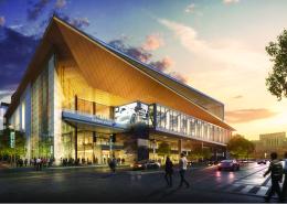 Rendering of the exterior of the Baird Center expansion project
