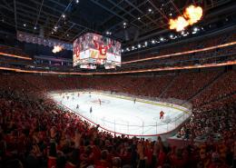 Rendering of a Calgary Flames hockey game at Scotia Place