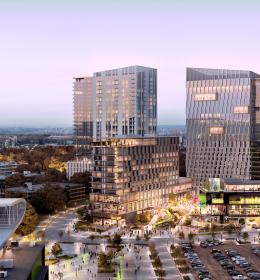 Rendering of Verde Square from a far-away view