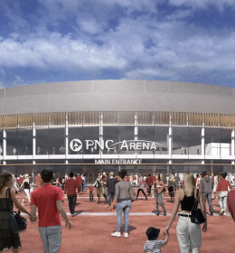Rendering of the exterior of PNC Arena