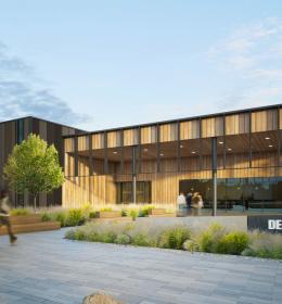 Rendering of the exterior of the Denver NWSL Performance Center