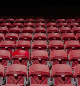 San Siro Stadium, home of AC Milan and Inter Milan, red seats